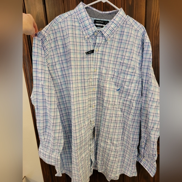 Nautica Men's Blue Pink Plaid Shirt - Picture 4 of 11